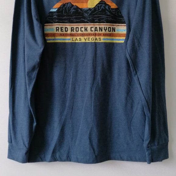Pacific Mens Navy Blue Red Rock Canyan Long Sleeve Pullover Hoodie Size L - Picture 3 of 6